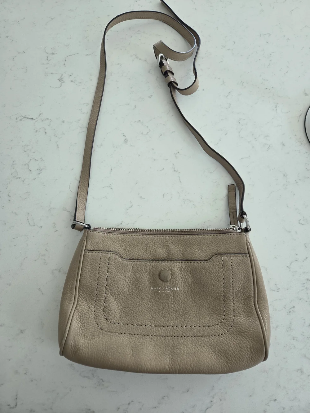 Marc Jacobs Taupe Pebbled Leather Crossbody Bag